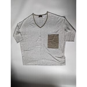 Kerisma M/L Tan Beige Pocket Front Quarter Sleeve Sweater Woman's Top